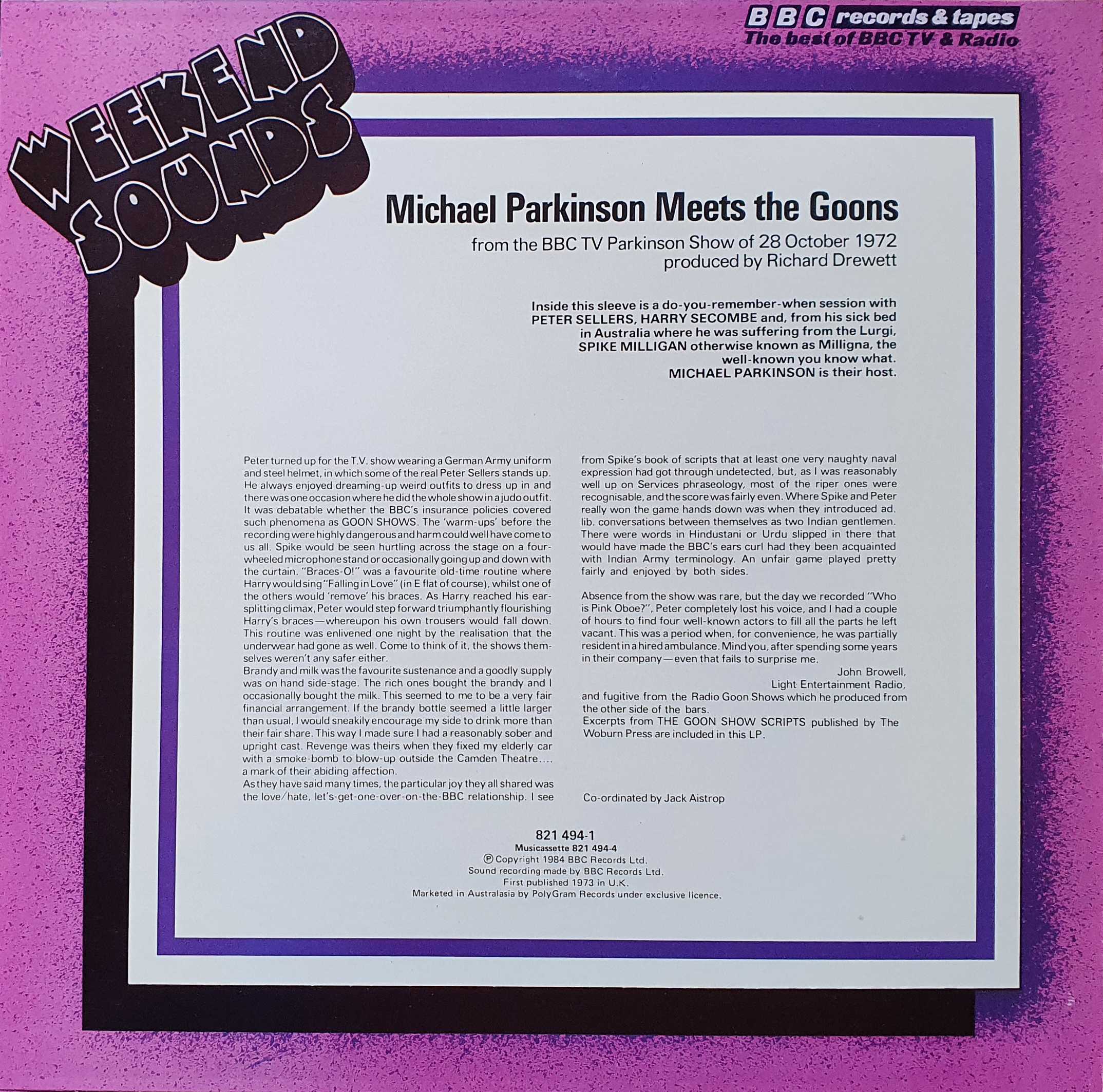 Picture of 821 494-1 Parkinson meets the Goons by artist Michael Parkinson from the BBC records and Tapes library